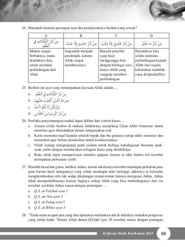 soal quran hadits kelas 2 soal quran hadits kelas 2