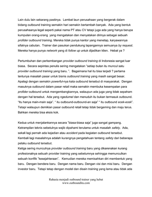 Buku rahasia menjadi outbound trainer | PDF
