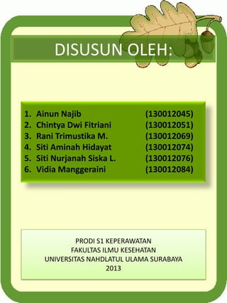 DISUSUN OLEH:

1.
2.
3.
4.
5.
6.

Ainun Najib
Chintya Dwi Fitriani
Rani Trimustika M.
Siti Aminah Hidayat
Siti Nurjanah Si...