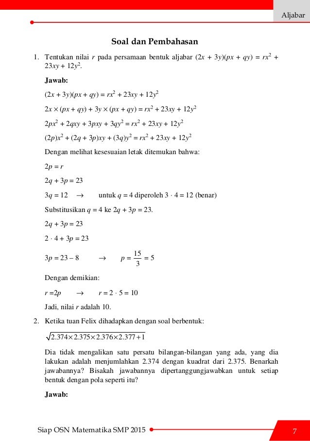 Tentukan Nilai R Pada Persamaan Bentuk Aljabar 2x3ypxqyrx223xy12y2 -  Berbagi Bentuk Penting