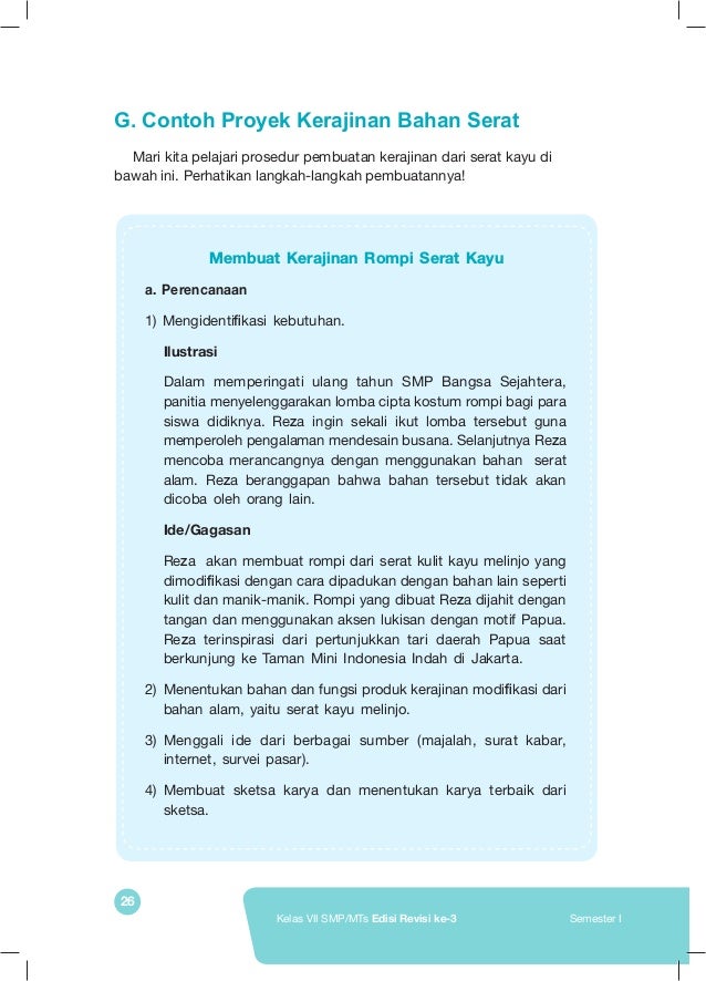Buku Siswa Prakarya Kelas 7 Kurikulum 2013 Revisi 2017 Semester I