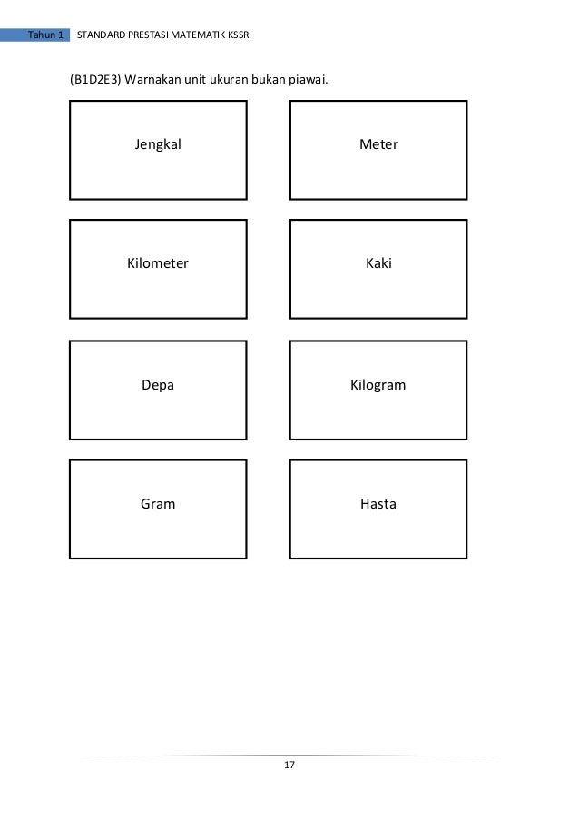 Buku standard prestasi matematik tahun 1 kssr