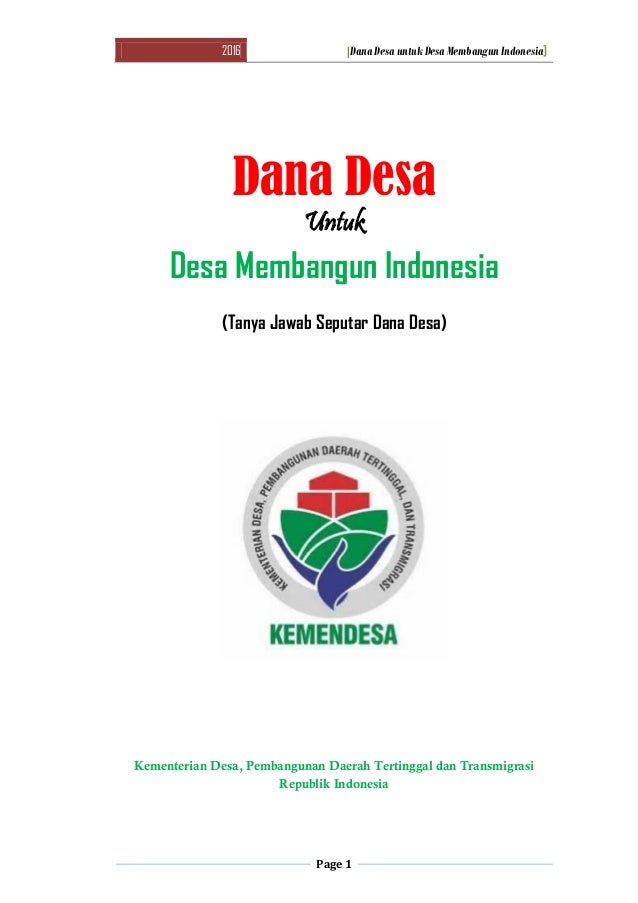 Buku Tanya Jawab Dana Desa Untuk Membangun Desa