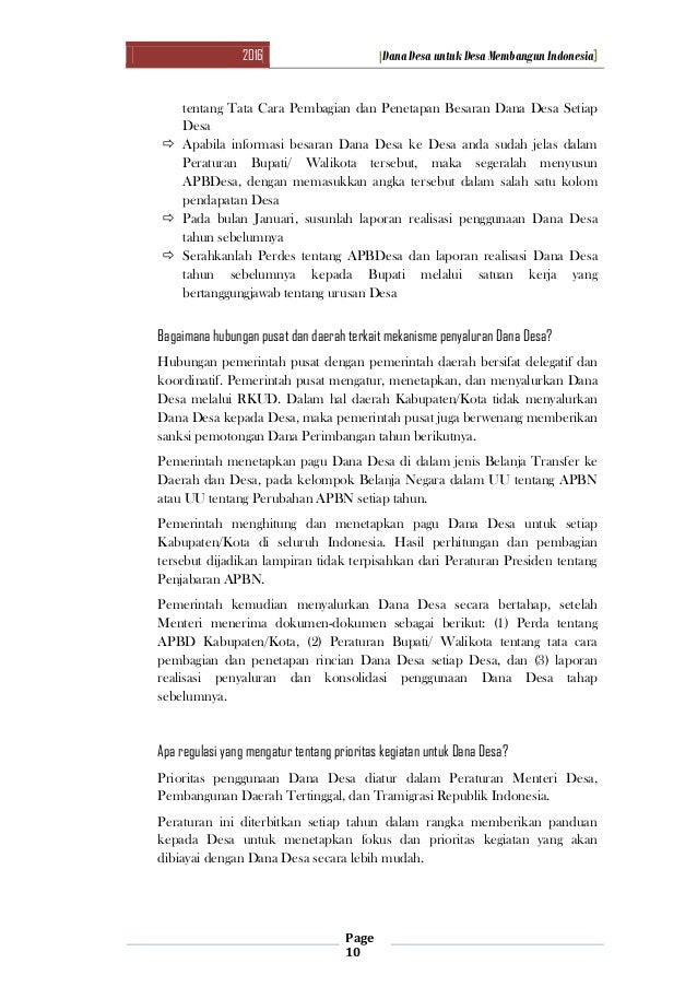 Buku Tanya Jawab Dana Desa Untuk Membangun Desa