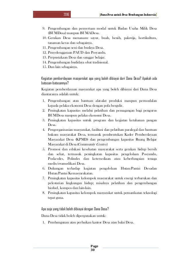 Buku Tanya Jawab Dana Desa Untuk Membangun Desa