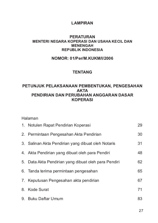 Buku tata cara pendirian koperasi