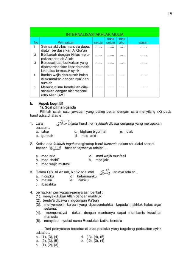 Trend 10+ Soal Pilihan Ganda Tentang Al Quran Dan Hadis