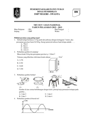 Buku Try Out Pengawas UN  IPA SMP  SMP Negeri 1 Bancar Kabupaten Tuban Tahun 2013