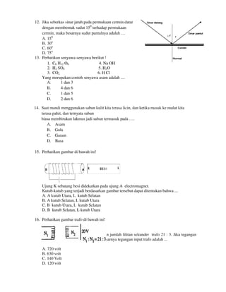 Buku Try Out Pengawas UN  IPA SMP  SMP Negeri 1 Bancar Kabupaten Tuban Tahun 2013