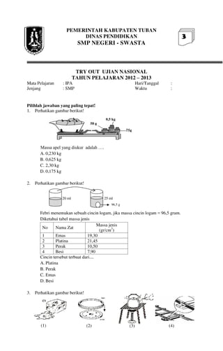 Buku Try Out Pengawas UN  IPA SMP  SMP Negeri 1 Bancar Kabupaten Tuban Tahun 2013