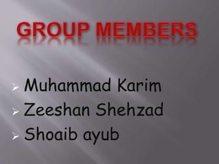  Muhammad Karim 
 Zeeshan Shehzad 
 Shoaib ayub 
 