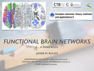 FUNCTIONAL BRAIN NETWORKS
	
  
JAVIER M. BULDÚ
UNIVERSIDAD REY JUAN CARLOS (MÓSTOLES)
CENTRO DE TECNOLOGÍA BIOMÉDICA (POZUELO)
COMPLEJIMAD (MADRID)
(… A MINEFIELD!)
 