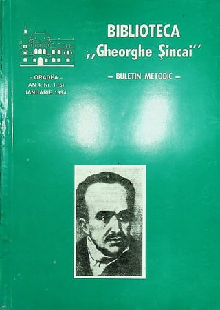 Biblioteca   "Gheorghe Sincai"  buletin metodic  1994