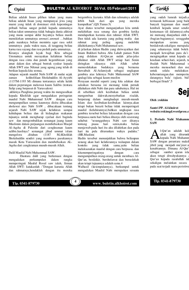 Buletin Alkhoirot Februari 2011 Edisi 36 Vol V