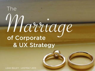 of Corporate
LEAH BULEY · UXSTRAT 2013
Marriage
The
& UX Strategy
 