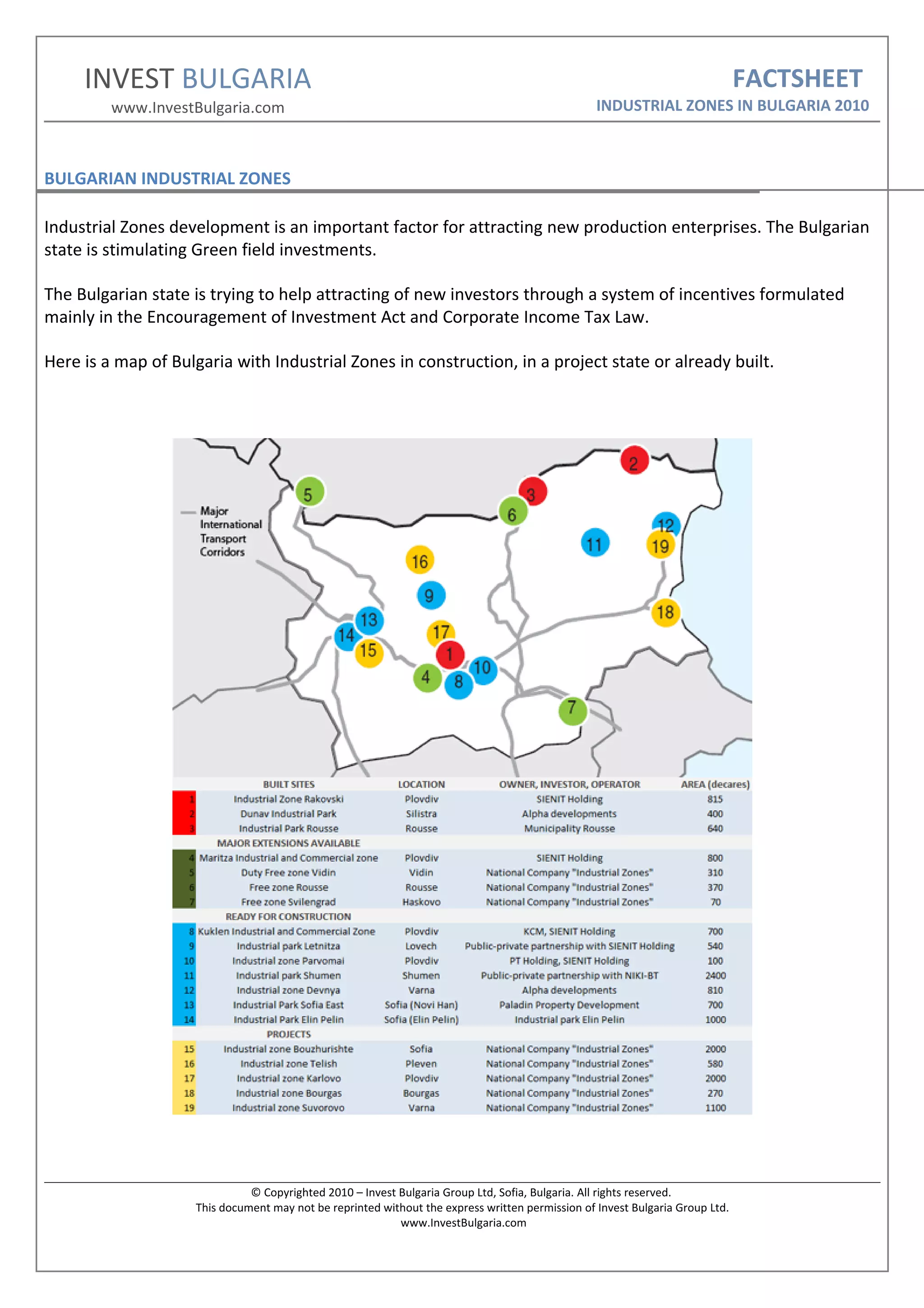 Bulgaria Industrial Zones PDF