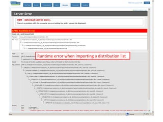 Runtime error when importing a distribution list 