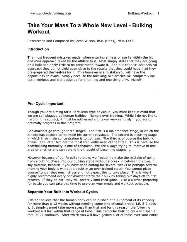 Bulking to the next level | PDF | Fitness and Exercise | Healthy Living