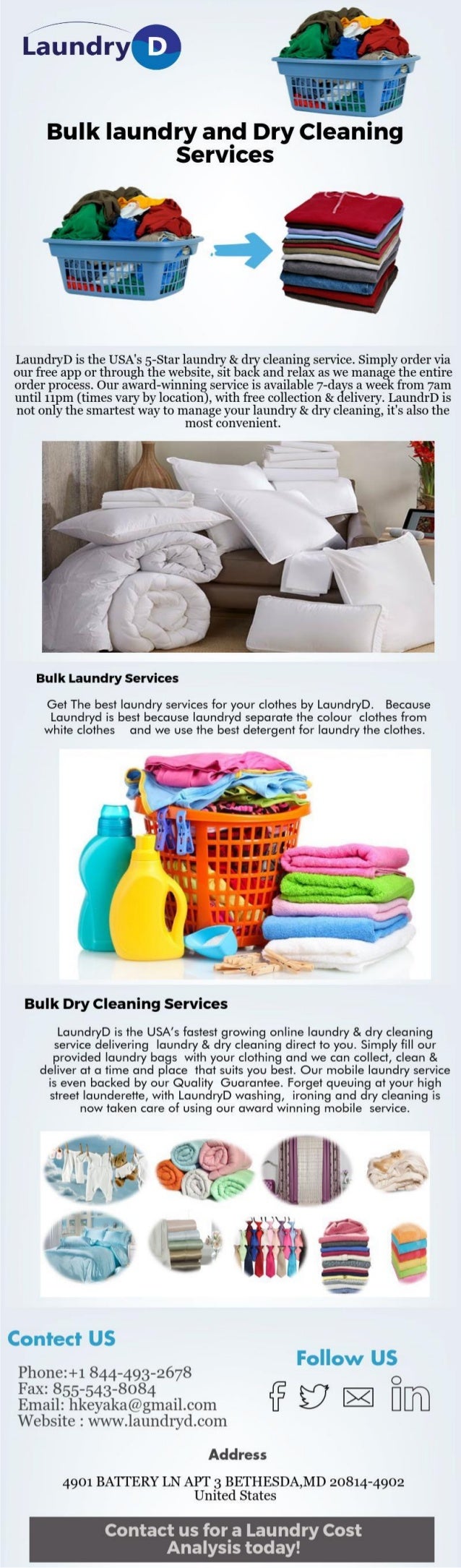 Bulk laundry and dry cleaning services