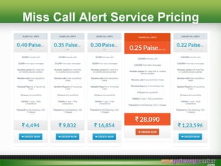 Miss Call Alert Service Pricing
 