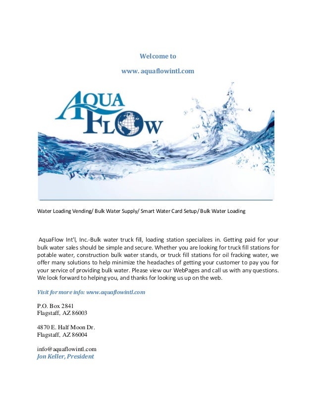 Bulk water supply Aqua Flow