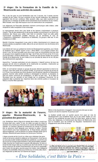 2e étape : De la Formation de la Famille de la
 Miséricorde aux activités du samedi.

Peu à peu les gens se sont familiari...