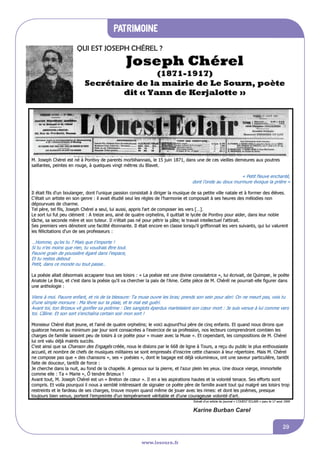 informations communales
www.lesourn.fr
29
patrimoine
www.lesourn.fr
29
Qui est Joseph Chérel ?
Karine Burban Carel
 