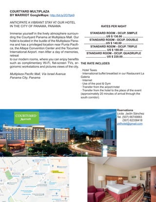 METRO HOTEL PANAMÁ
GoogleMaps: http://bit.ly/2QxKni5
The Metro Hotel Panama is located in Panama
City, just 1 block from t...