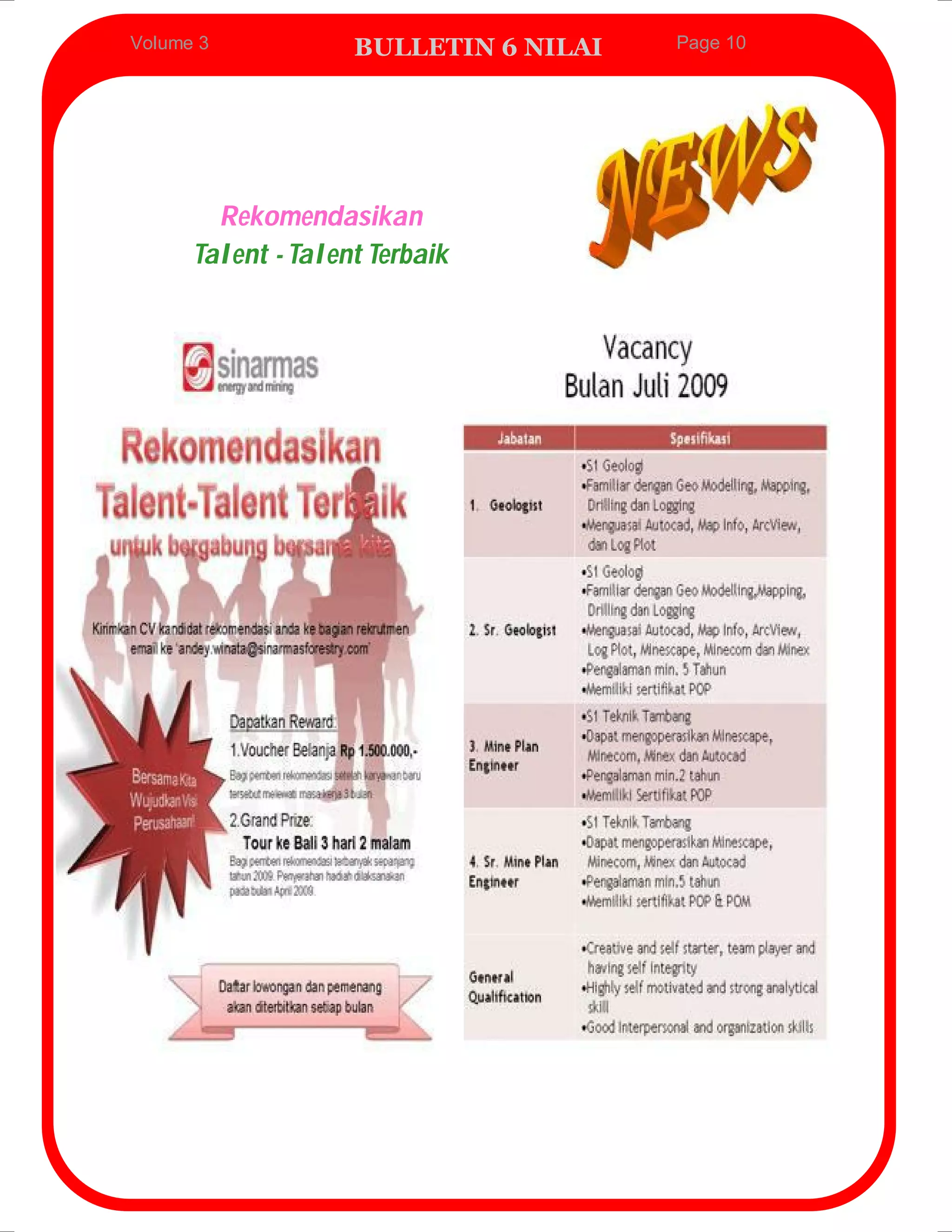 Volume 3            BULLETIN 6 NILAI   Page 10




        Rekomendasikan
      Talent - Talent Terbaik
 