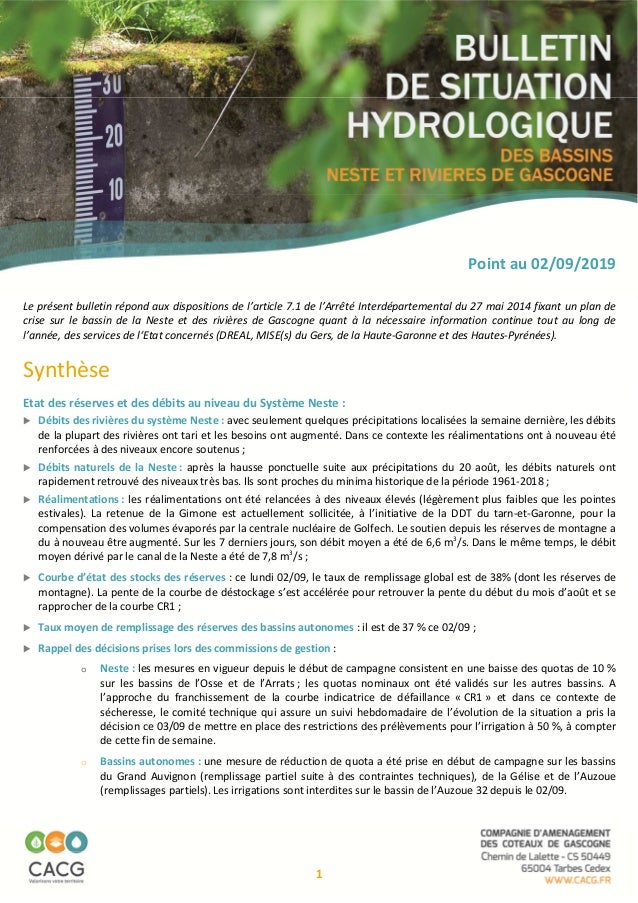 Bulletin Du Systeme Neste Au 2 Septembre 2019
