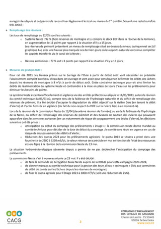 Bulletin du Système Neste au 22 mai 2023