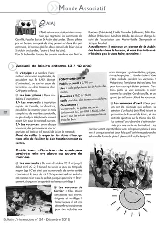 22
Bulletin d’informations n° 24 - Décembre 2012
q
AIAJ
L’AIAJ est une association intercommu-
nale qui regroupe les commu...