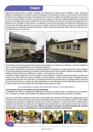 travaux
www.lesourn.fr
11
Plan de financement de l’Espace Kiné
Exension du Centre Médical Municipal
Les travaux d’extensio...