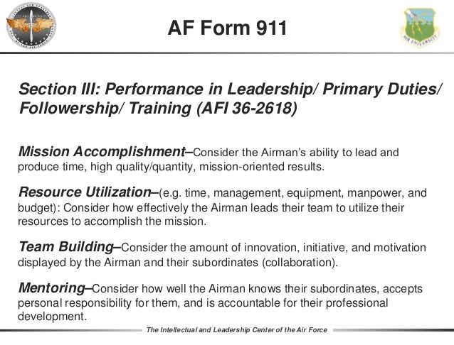 bullet writing 2017 af form 911 examples