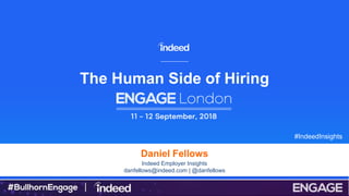 Daniel Fellows
Indeed Employer Insights
danfellows@indeed.com | @danfellows
The Human Side of Hiring
#IndeedInsights
 