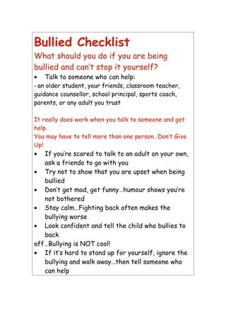 Bullied checklist