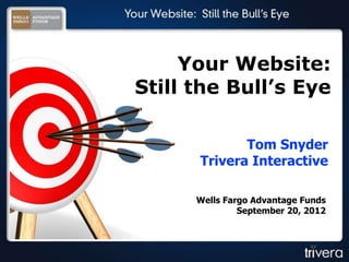 Your Website:
Still the Bull’s Eye

             Tom Snyder
      Trivera Interactive

      Wells Fargo Advantage Funds
               September 20, 2012
 