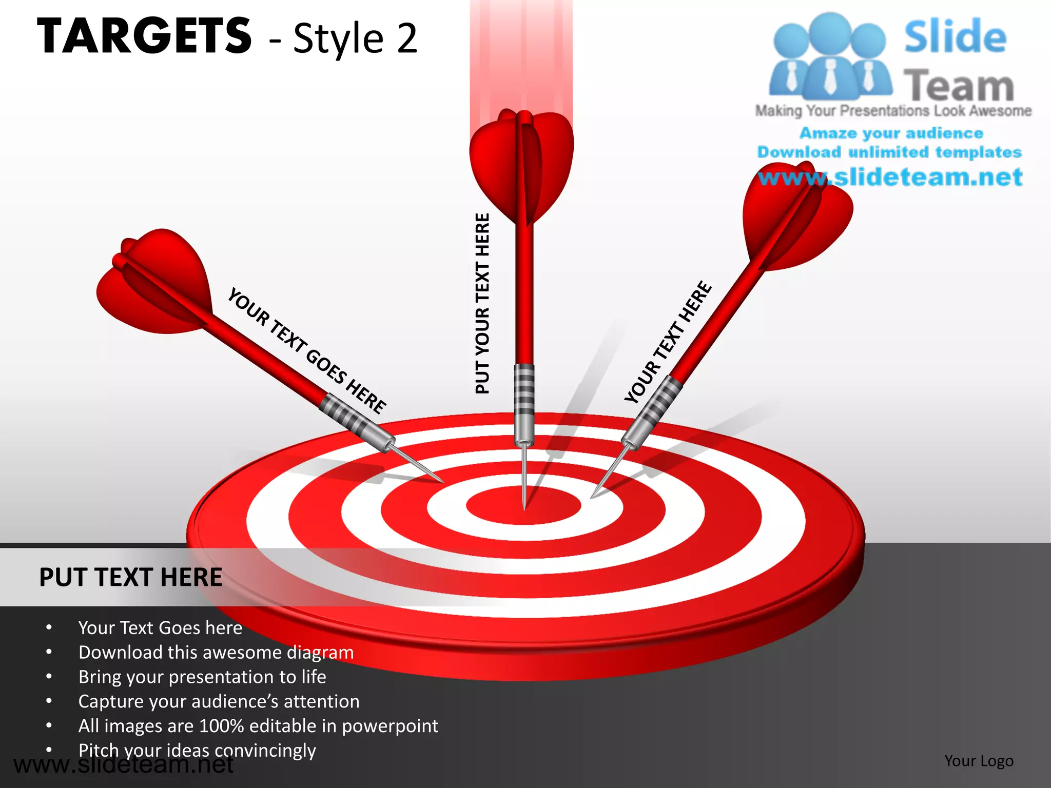 Bullseye darts targets style design 2 powerpoint ppt templates. | PDF
