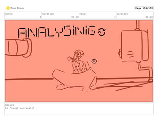 Scene
4
Duration
03:00
Panel
2
Duration
01:00
Dialog
E: *laugh maniacaly*
Page 159/170
 