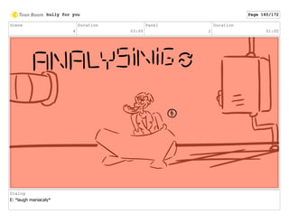 Scene
4
Duration
03:00
Panel
2
Duration
01:00
Dialog
E: *laugh maniacaly*
bully for you Page 160/172
 