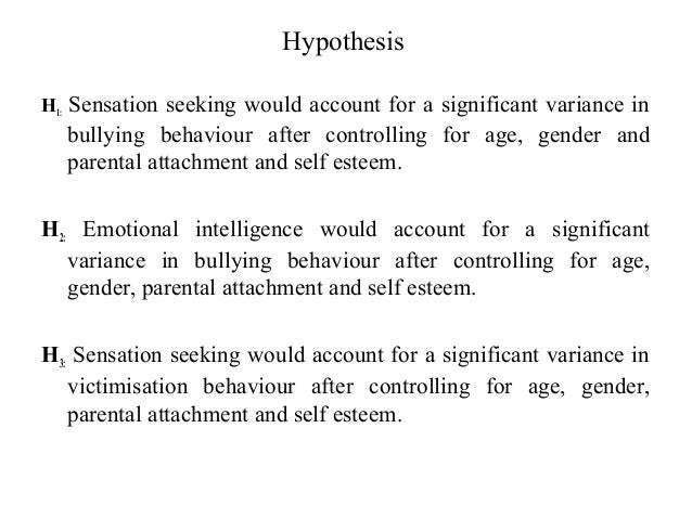 hypothesis examples for bullying