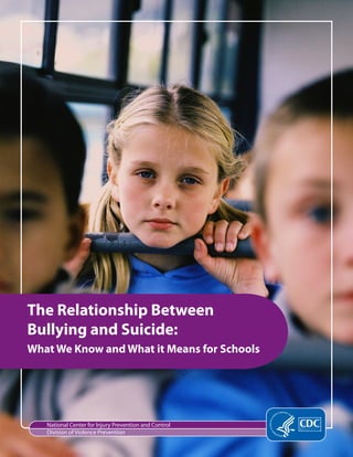 The Relationship Between
Bullying and Suicide:
What We Know and What it Means for Schools
TM
National Center for Injury Prevention and Control
Division of Violence Prevention
 