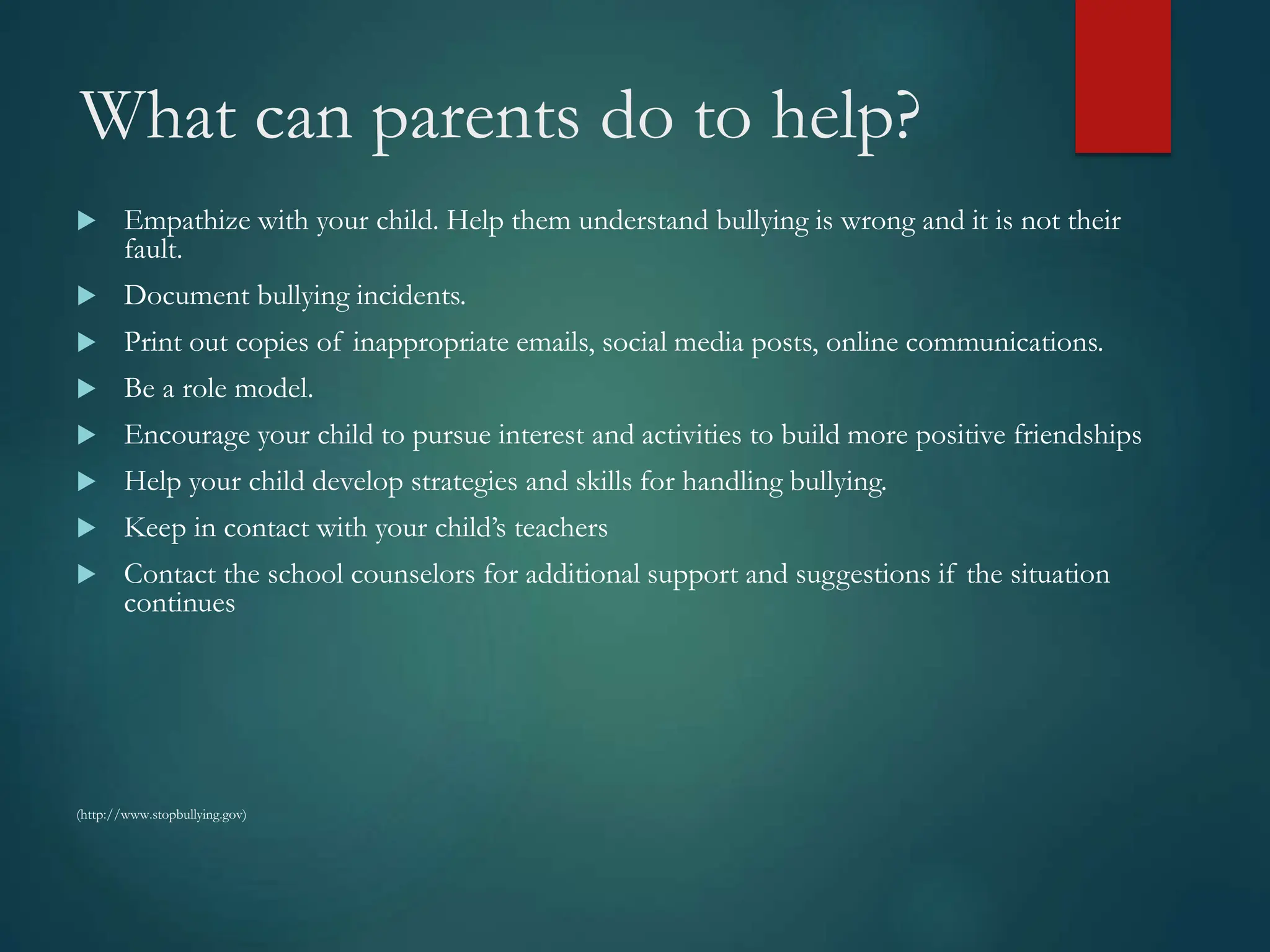 Bullying_Parent_Presentation, How to prevent bullying | PPT
