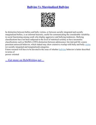 Bullying Vs Marginalized Bullying | PDF