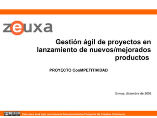 Gestión ágil de proyectos en lanzamiento de nuevos/mejorados productos  PROYECTO CooMPETITIVIDAD Ermua, diciembre de 2008 