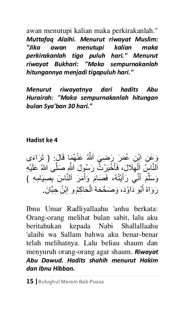 Bulughul Maram Bab Puasa, kumpulan hadist tentang Puasa 
