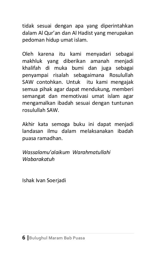 Bulughul Maram Bab Puasa, kumpulan hadist tentang Puasa 