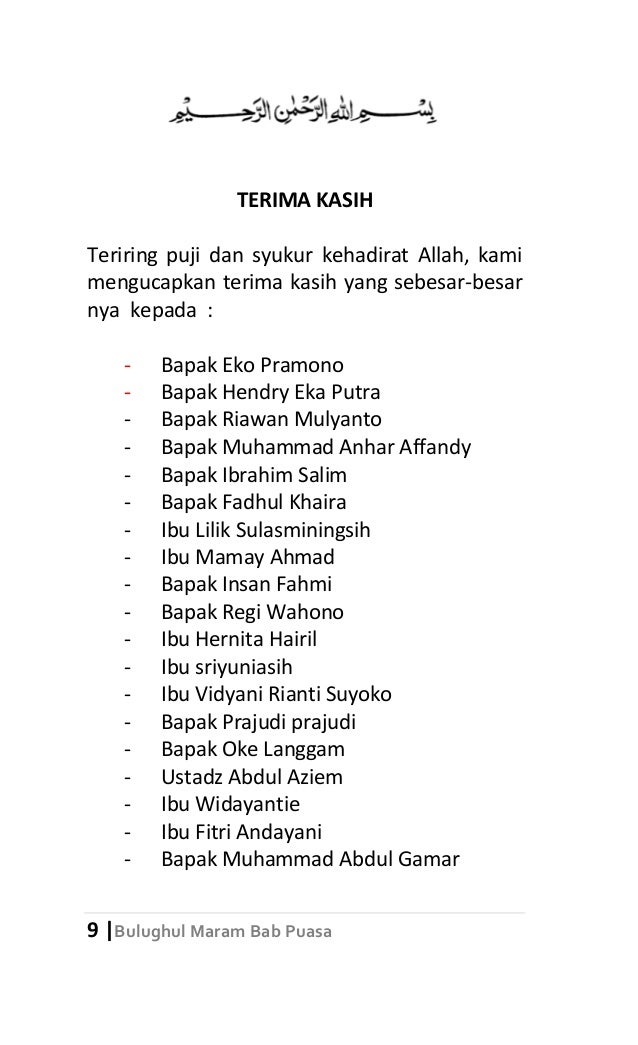 Bulughul Maram Bab Puasa, kumpulan hadist tentang Puasa 
