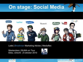 On stage: Social Media Lode |  Broekman  Marketing Advies | Mediaflex Masterclass | BUMA on Tour  Ekko, Utrecht  | 8 oktober 2010 