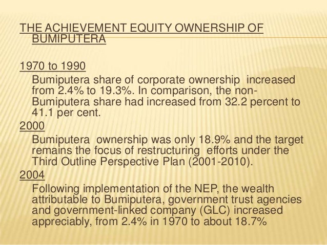 Bumiputera ownership of wealth